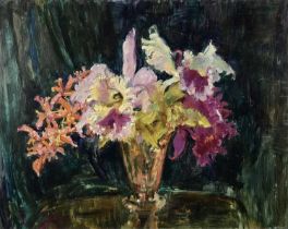 Amy Watt (1900-1956) oil on board - Flowers in a vase, 40 x 51cm, unframed