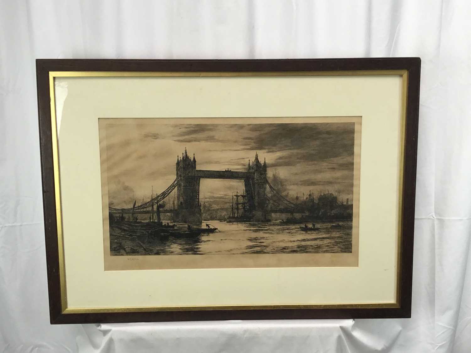William Wyllie (1851-1931) etching - Tower Bridge, signed - Image 2 of 7