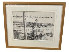 Mary Millar Watt (1924-2023) monochrome wash, Saltmarsh, Norfolk, signed, titled verso, 28 x 40cm, g