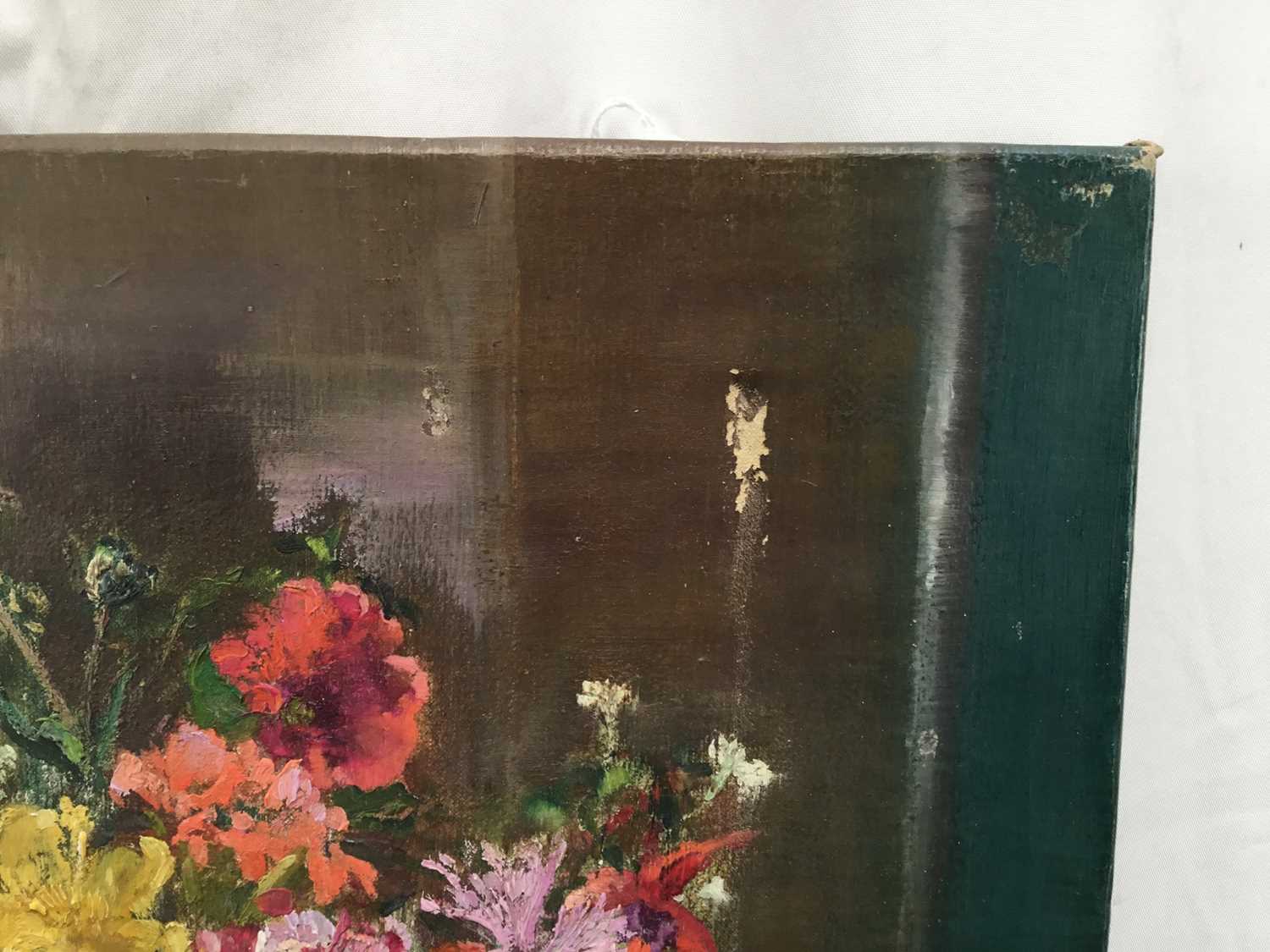 Amy Millar Watt (1900-1956) oil on canvas, Flowers in a Swansea vase, 40 x 30cm unframed - Image 3 of 10