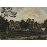 George Hooper (1910-1994) watercolour - Village scene, signed and dated 1940