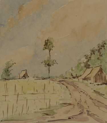 Abu Bakar Ibrahim (Malaysian, 1925-1977) - watercolour, set of seven Malaysian village scenes, five - Image 3 of 7