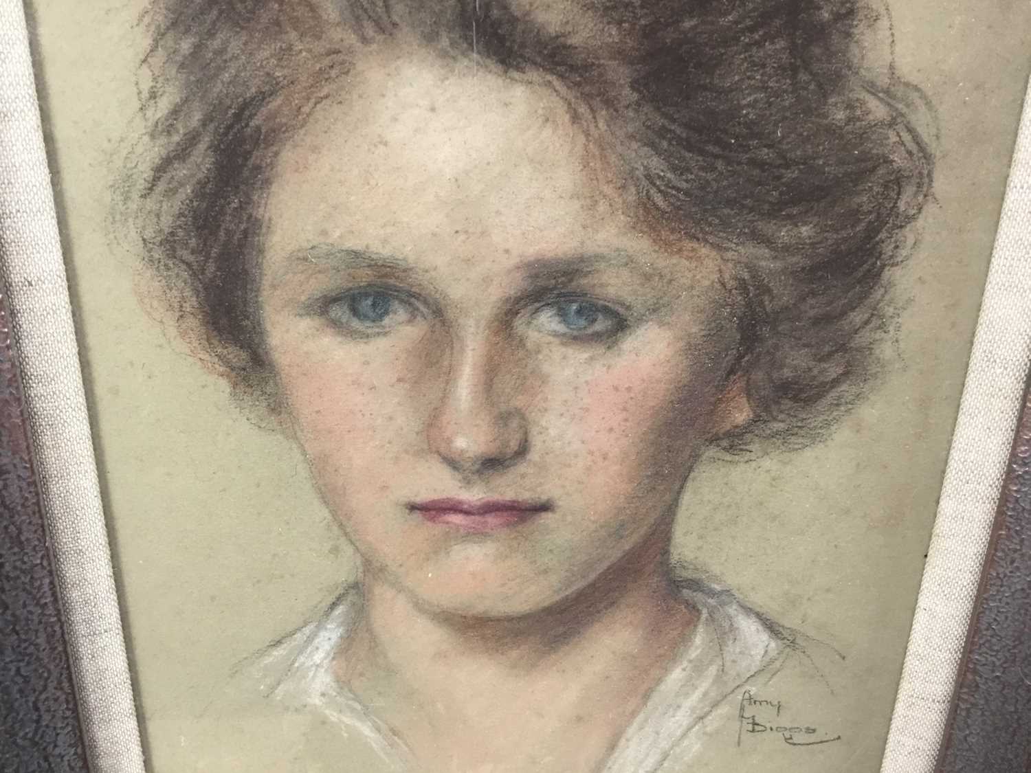 Amy Watt (1900-1956) pastel, head of a girl, portrait, signed, 32 x 23cm - Image 4 of 6