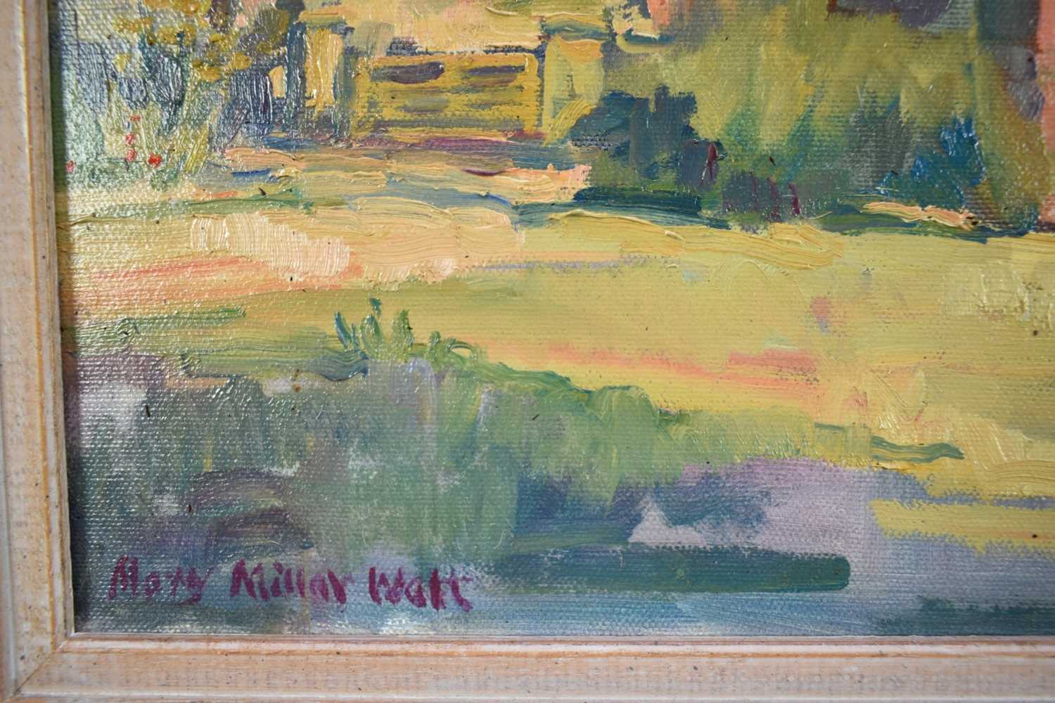 *Mary Millar Watt (1924-2023) oil on canvas, Thornage Hall, signed, 35 x 48cm, framed - Image 3 of 7
