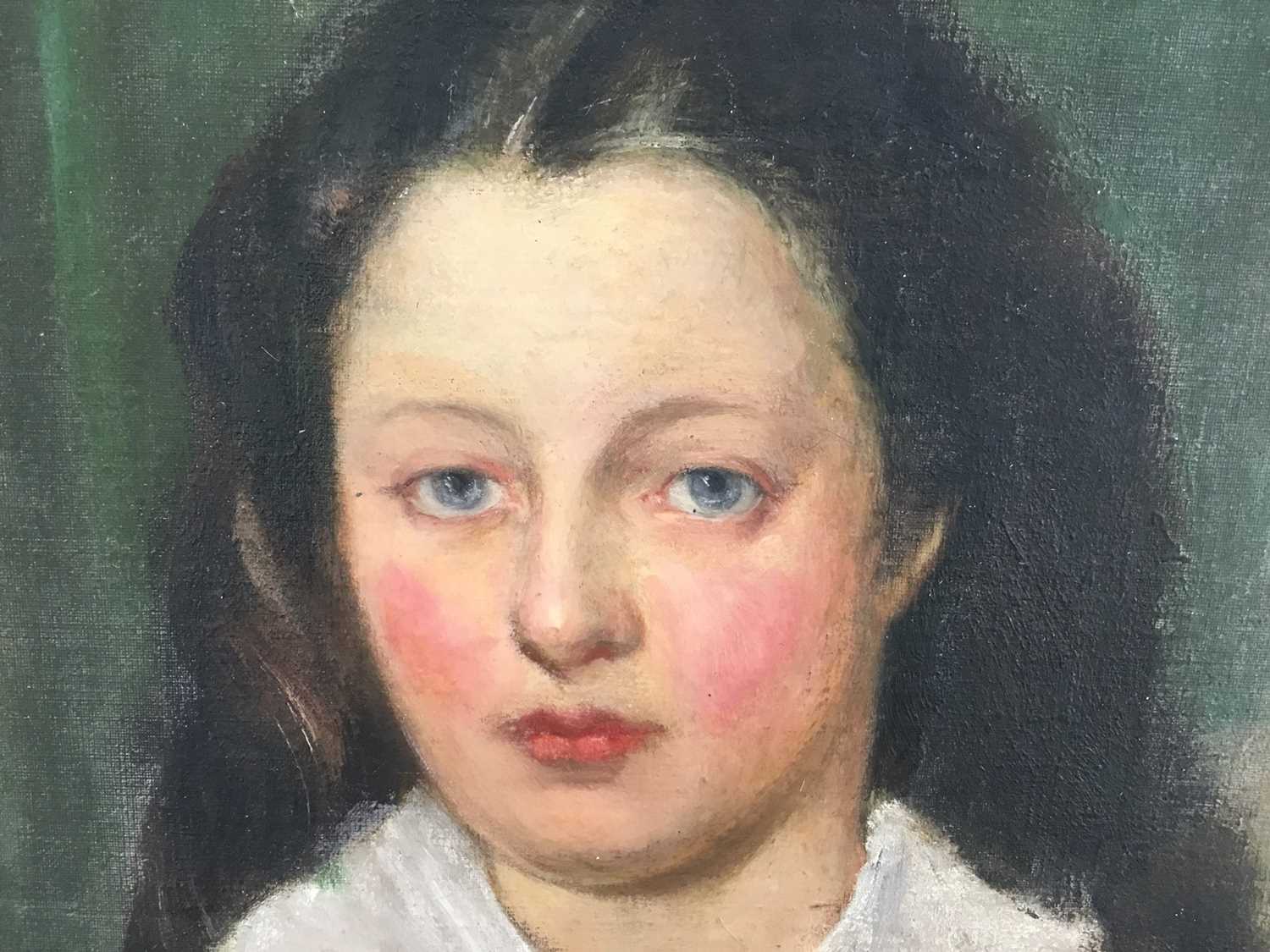 English School, mid 20th century - oil sketch, head and shoulders - Image 4 of 4