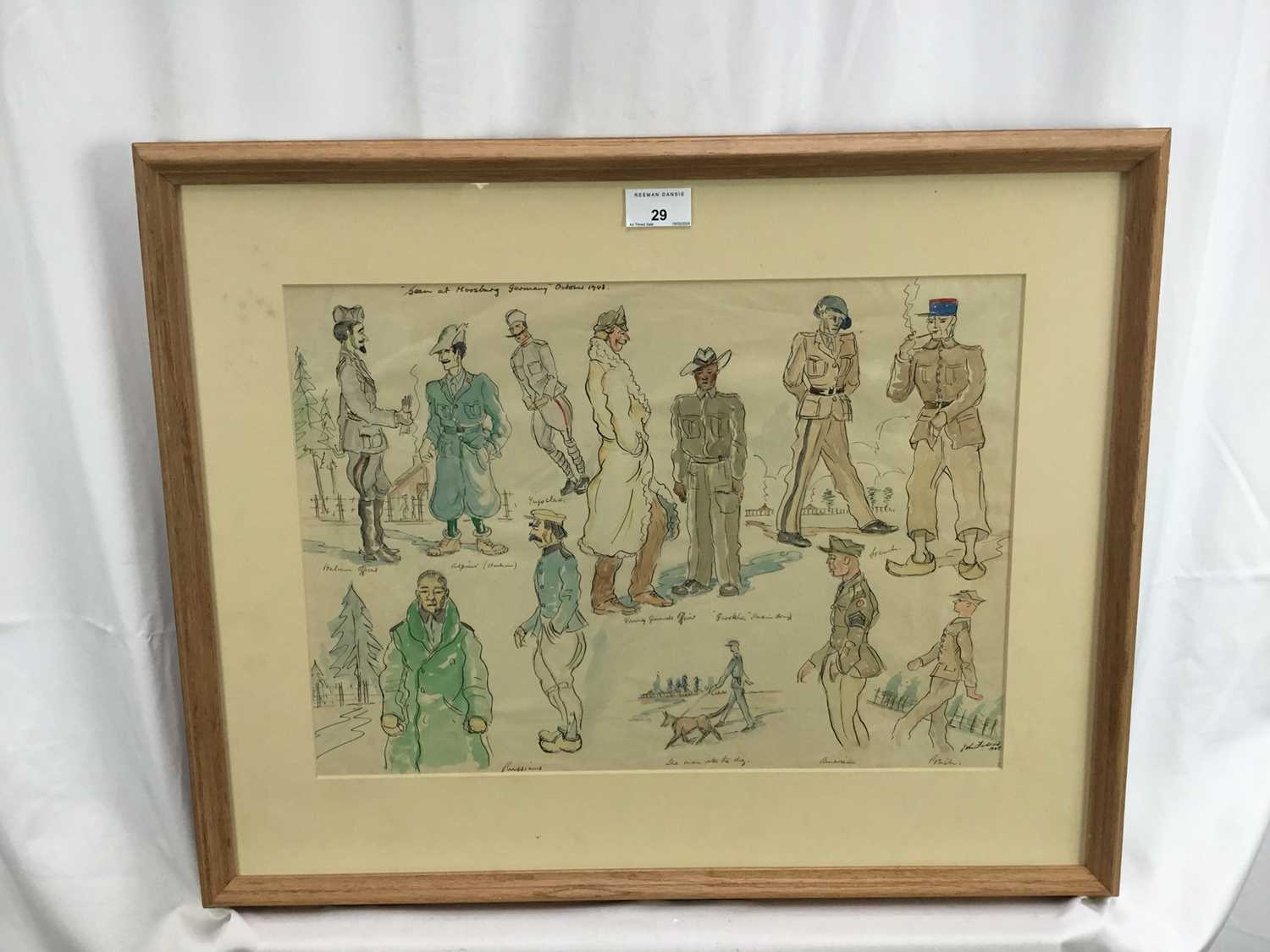 John Fuller, watercolour - Recreation, POWs, Germany 1943 - Image 6 of 9