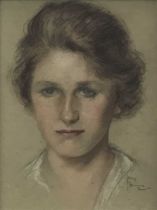 Amy Watt (1900-1956) pastel, head of a girl, portrait, signed, 32 x 23cm