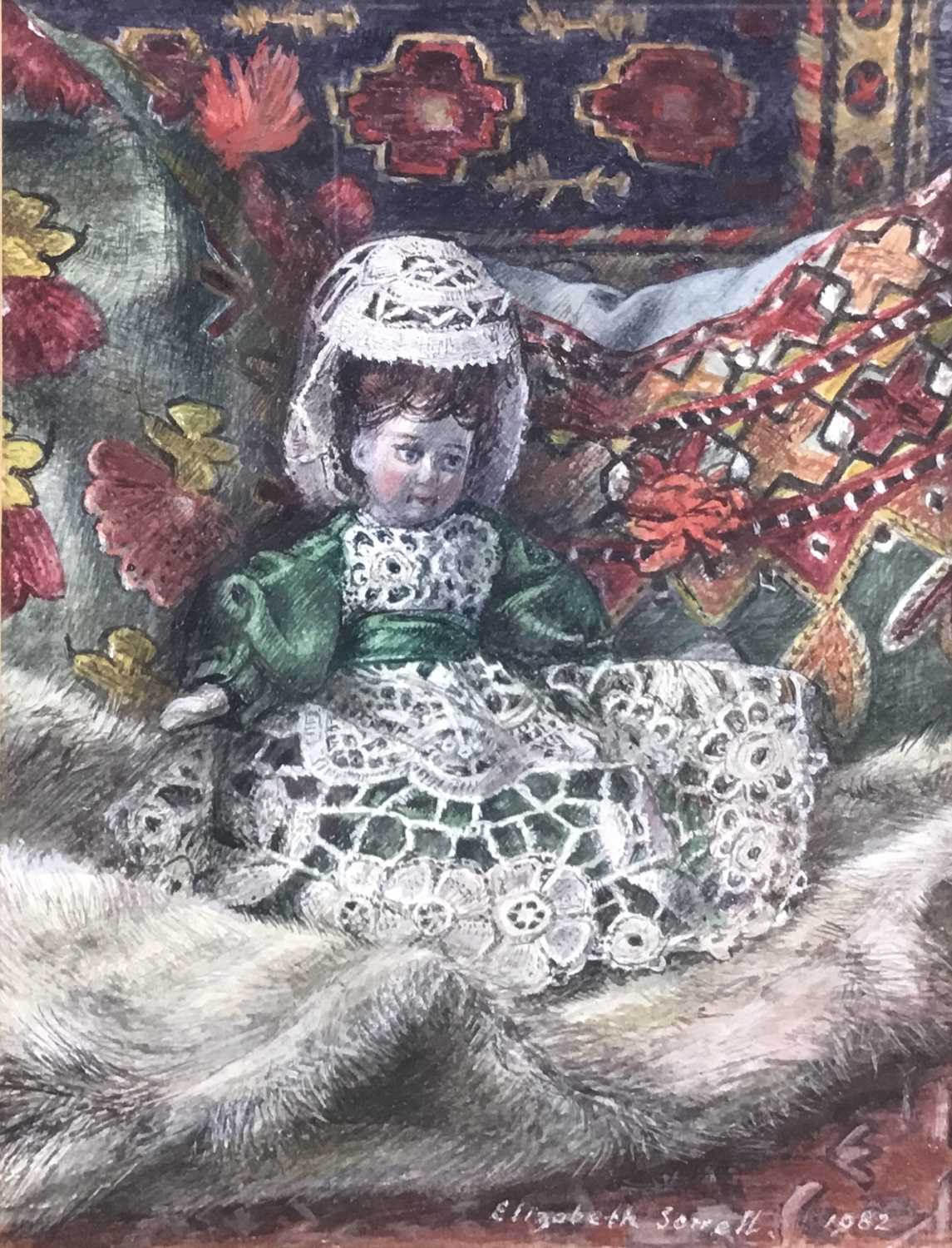 Elizabeth Sorrell (1915-1991) watercolour, doll