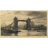 William Wyllie (1851-1931) etching - Tower Bridge, signed