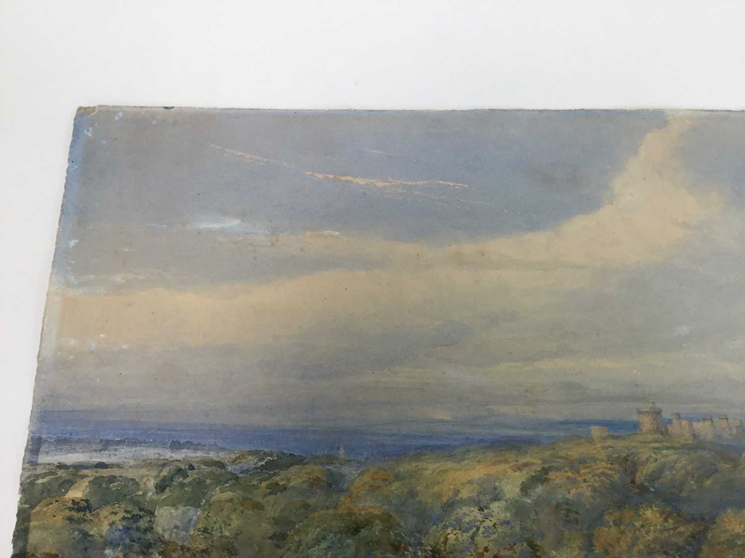 19th century watercolour, figures in an extensive landscape before Windsor castle - Bild 4 aus 5