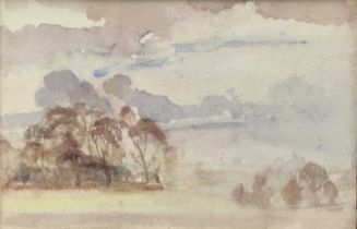 Amy Watt (1900-1956) watercolour - Our field at Dedham, 1928