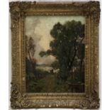 Frederick George Cotman (1850-1920) oil on canvas, Estuary landscape