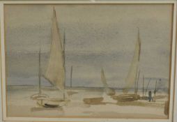 Walter Westley Russell (1867-1949) watercolour - Boats at rest, 17 x 24cm