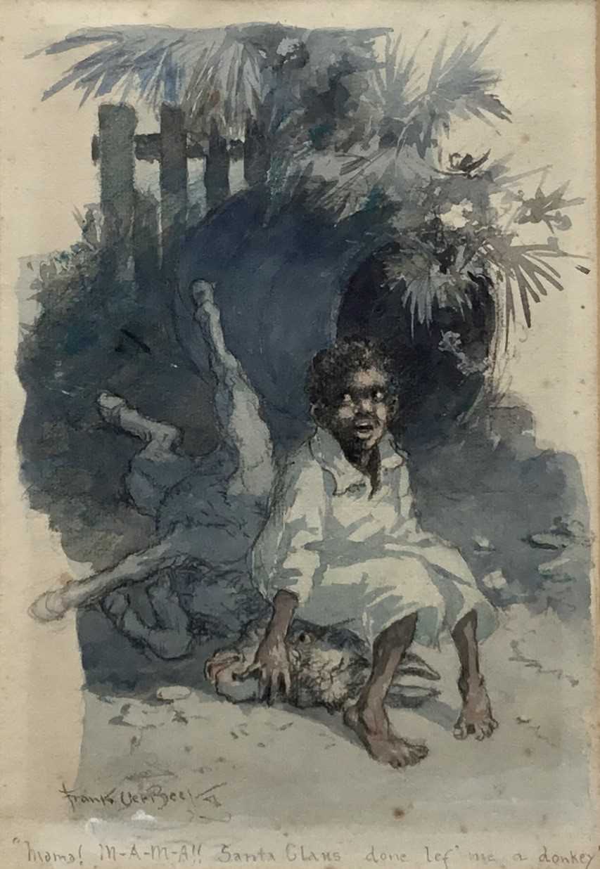 Frank ver Beck (American 1858-1933) original watercolour illustration for 'The Donkey Child' circa 1