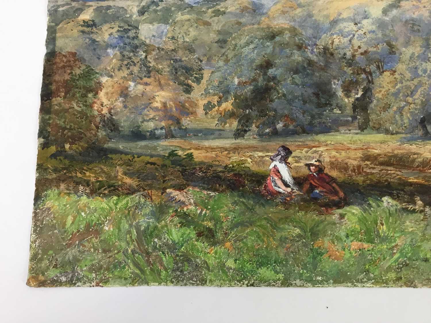 19th century watercolour, figures in an extensive landscape before Windsor castle - Bild 2 aus 5