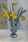 Mary Millar Watt (1924-2023) oil on board, Daffodils - 'A present for Mother's Day', 51cm x 34.5cm,