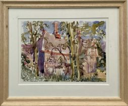 Mary Millar Watt (1924-2023) watercolour - Manston Hall, Whepstead, signed and titled, 26 x 35cm, gl