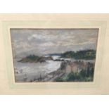 Amy Watt (1900-1956) pastel - Drake's Island, Plymouth, 15 x 22cm, glazed frame