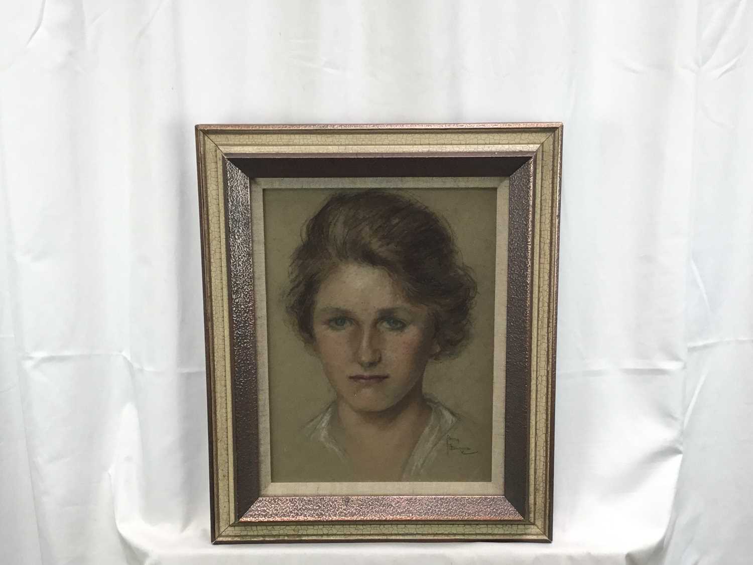 Amy Watt (1900-1956) pastel, head of a girl, portrait, signed, 32 x 23cm - Image 2 of 6