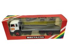 Britains Iveco Flatbed Transporter No.9582, Massey Ferguson 595 red & silver livery Tractor with bal