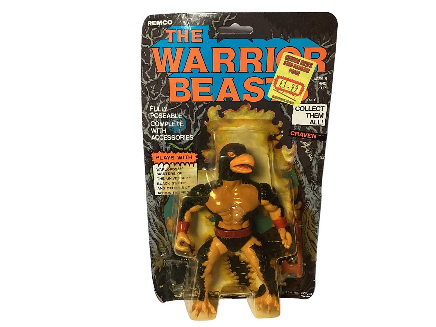 Remco (c1982) The Warrior Beasts 6" action figues including Craven, Hydras & Skull Man, all on card - Image 3 of 4