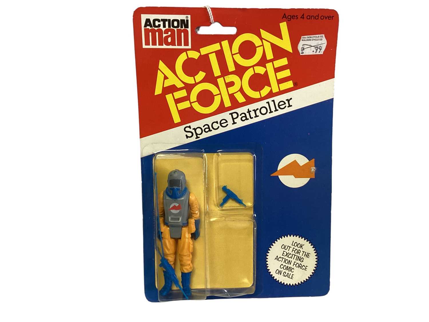 Palitoy Action Man Action Force Space Patroller (Space Security Trooper Weapon), on card with bliste