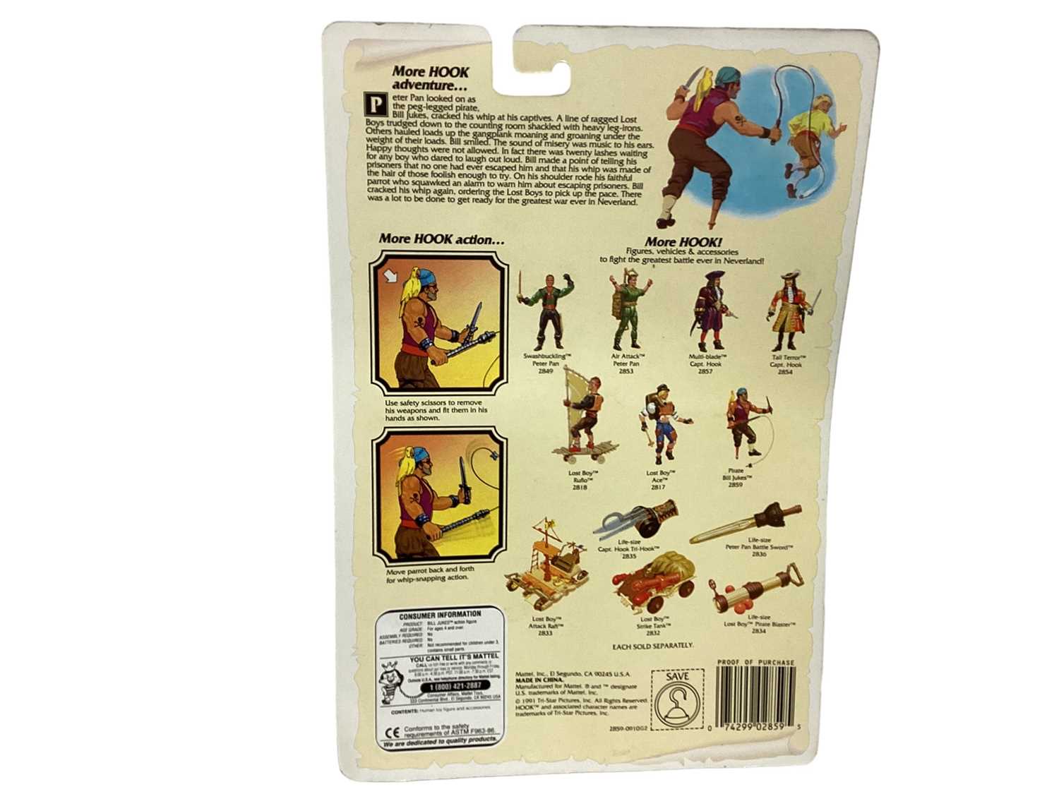 Mattel (c1991) Hook Bill Jukes 5" action figure, on card with bubblepack No.2859 (1) - Image 3 of 3