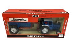 Britains Ford 6600 blue & white livery Tractor and rear dump trailer No.9630 and Front End Loader No