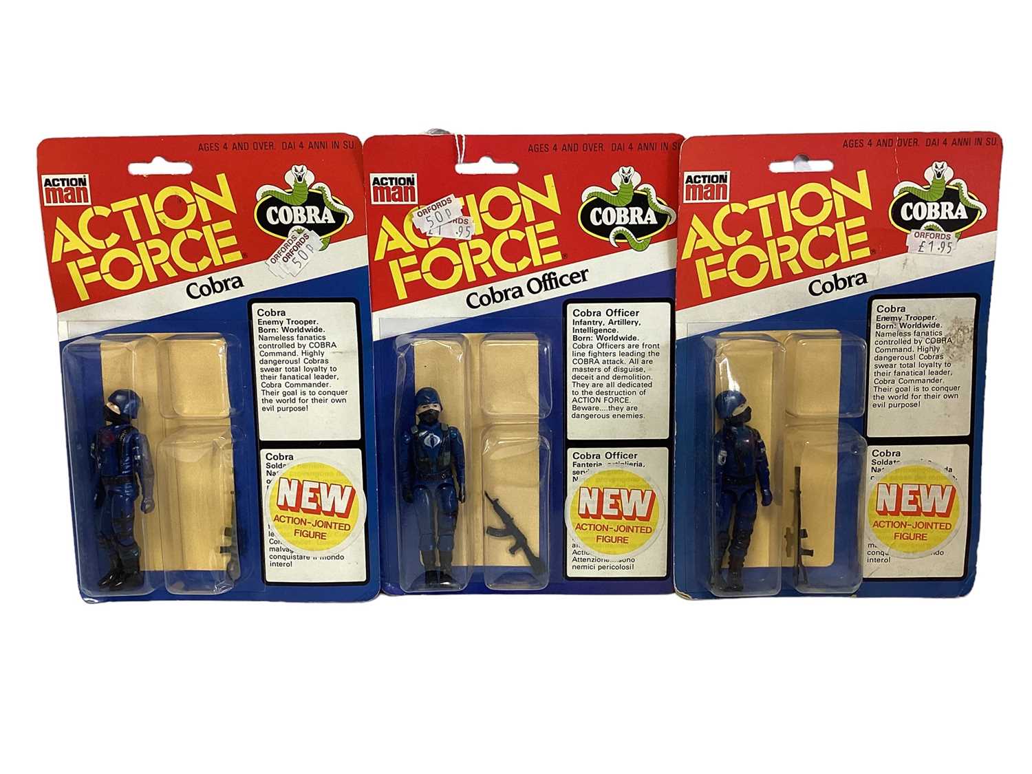 Palitoy Action Man Action Force Cobra Officer, Cobra (x2) & Red Shadow (Black Glove Version) (x3), o