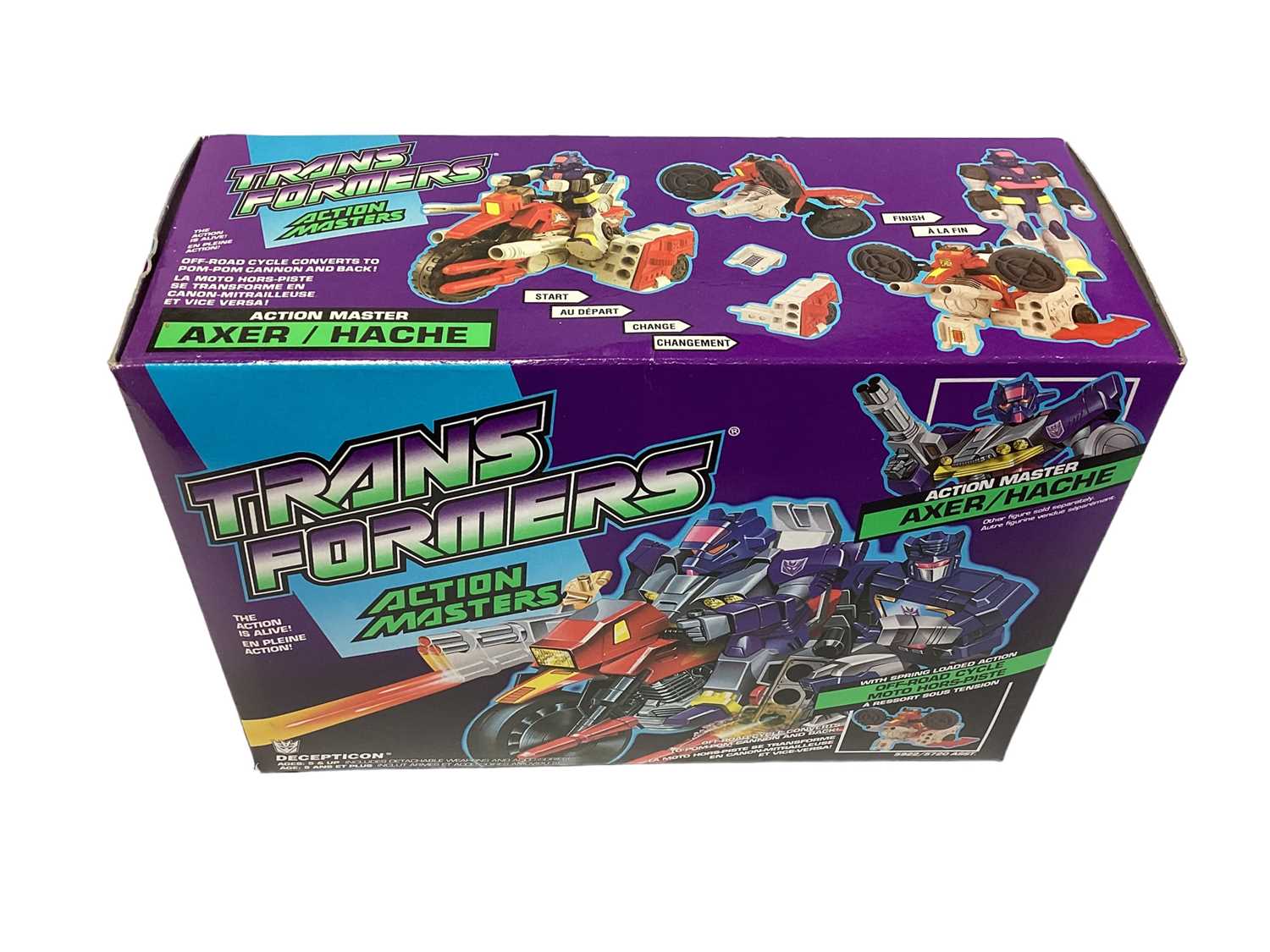 Hasbro (c1990) Transformers Action Masters Axer (Alternate Mode;Off-Road Cycle/Pom-Pom Cannon) Decep