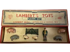 Lambert Toys Vintage Farm Box Set with Farmer, Pigs, Sheep, Chickens and Fence Hurdle (1)