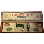 Lambert Toys Vintage Farm Box Set with Farmer, Pigs, Sheep, Chickens and Fence Hurdle (1)