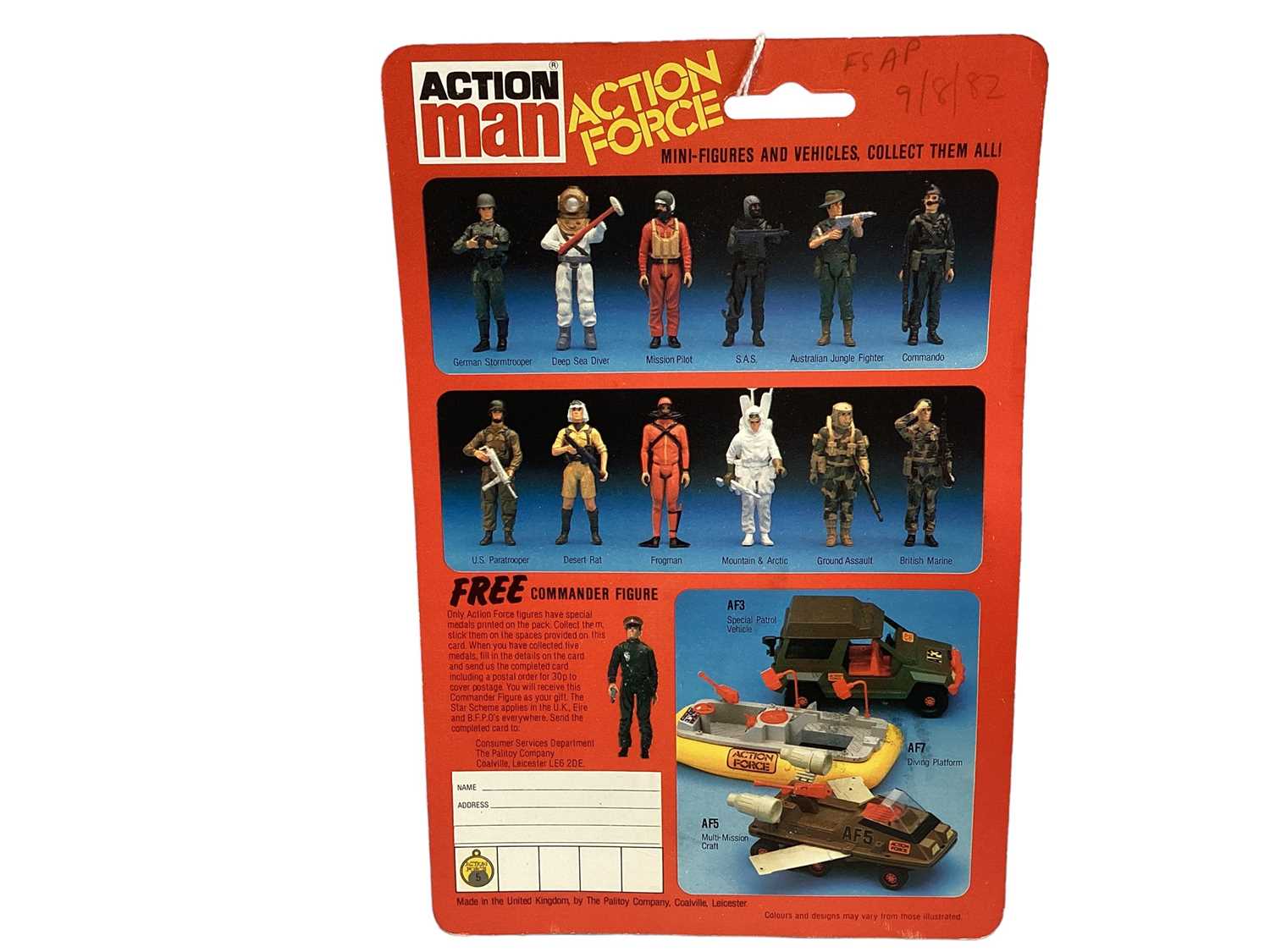 Palitoy Action Man Action Force Series 1 British Marine (Painted Beret Badge Version), on card with - Image 3 of 3