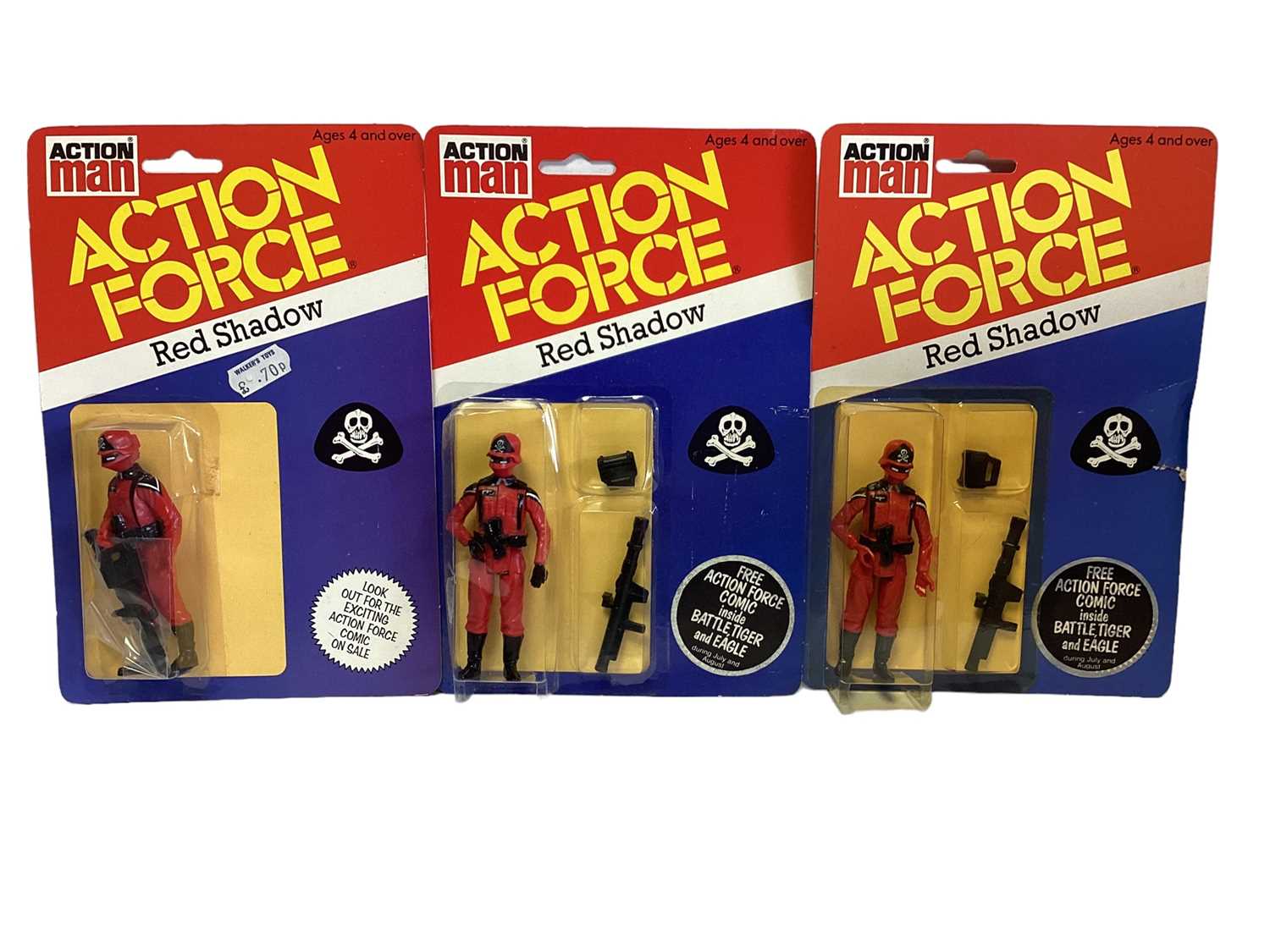 Palitoy Action Man Action Force Cobra & Red Shadow (Three Versions) (x3), on card with blister pack - Bild 3 aus 4