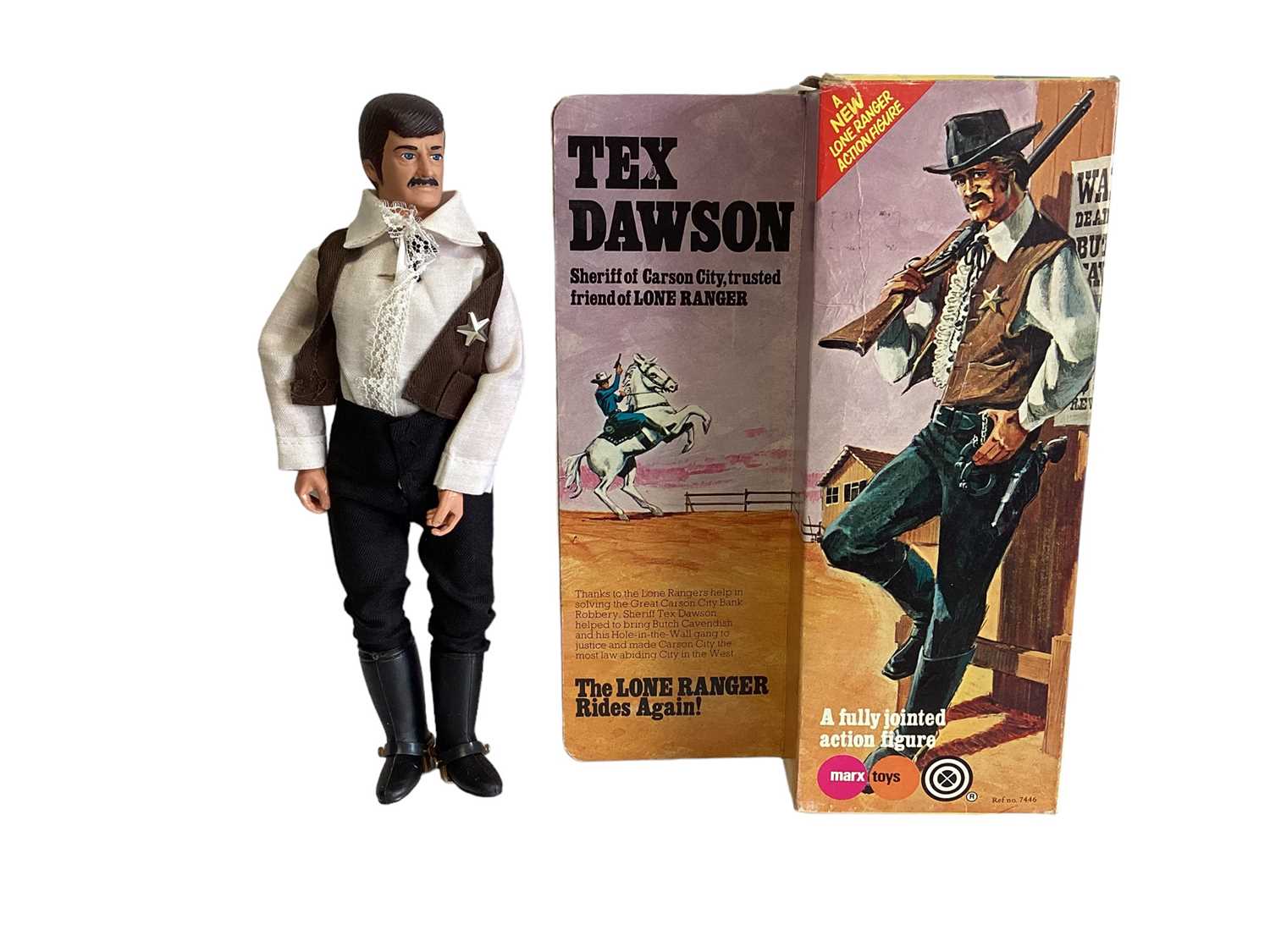 Marx Toys (c1977) Tex Dawson 10" action figure with accessories, boxed No.7446 (1)