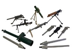 Palitoy selection of loose rifles, machines and rifle rack (qty)