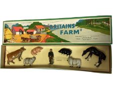 Britains Farm Box Set including Cow, 2 Pigs, 2 Rams, Horse & Land Girl, No.54F (1)