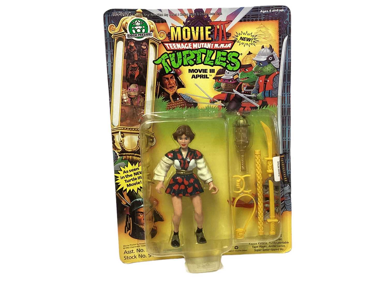 Playmates Giochi Preziosi (c1992) Movie III Teenage Mutant Ninja Turtles April 5" action figure, on