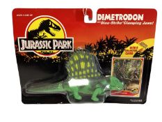 Kenner (c1993) Jurassic Park Dinosaur action figures Dilophosaurus & Dimetrodon, on card with bubble