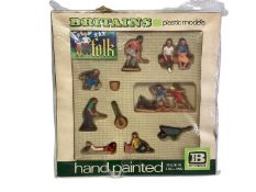 Britains Hand Paint plastic figures Folk, in window box No.7530, plus Farmyard Cows (x2) and Make-Up
