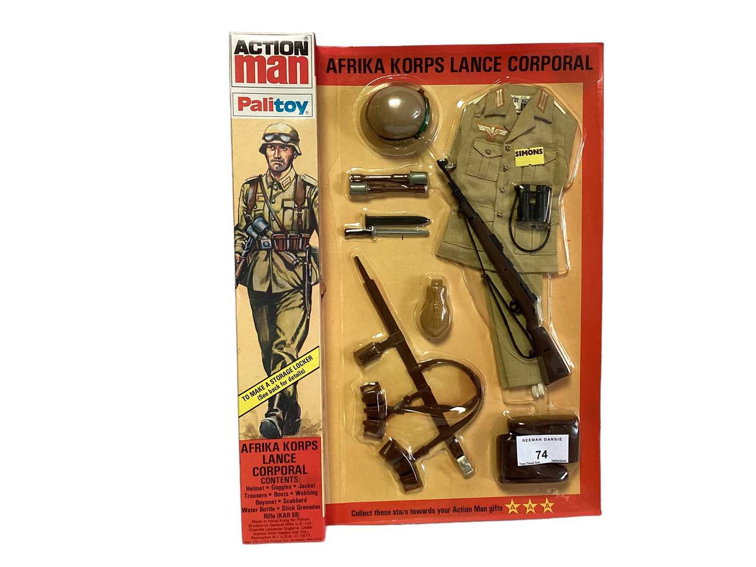 Palitoy Action Man (1981-1984) Afrika Korps Lance Corporal Uniform, in locker box packaging No.34331