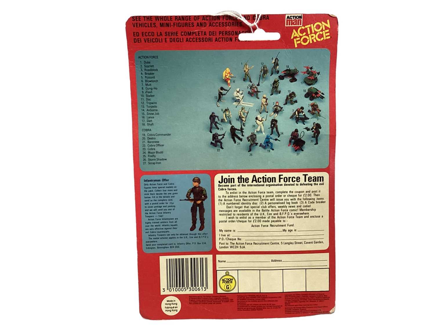 Palitoy Action Man Action Force Cobra & Red Shadow (Three Versions) (x3), on card with blister pack - Bild 2 aus 4