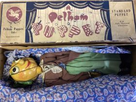 Pelham Puppet "Turnip", boxed and two other clowns, plus plastic stick men Clowns (qty)