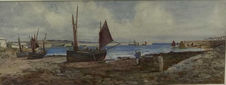 Joseph Hughes Clayton (1870-1930) Cornish watercolour 'Low tide, Newley'