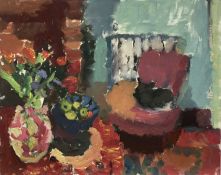 Annelise Firth (b.1961) oil on board - Still Life, signed verso, 40cm x 50cm, unframed