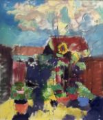 Annelise Firth (b. 1961) oil on board - Summer Garden, signed verso, 79cm x 69cm, framed