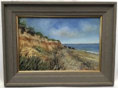 Dave Ross, contemporary, oil on board - Mersea Shoreline, signed, 19cm x 29cm, framed