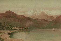 Issac Cooke - watercolour 'The town of Baveno on Lake Maggiore' 15th May 1901
