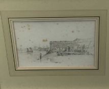 Henry Haseler (act. 1814-1825) pencil and brown wash, The entrance to Portsmouth Harbour with a pris