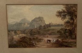 Mary Matcher, 19th century, pencil and watercolour heightened with white - Edinburgh Castle and the
